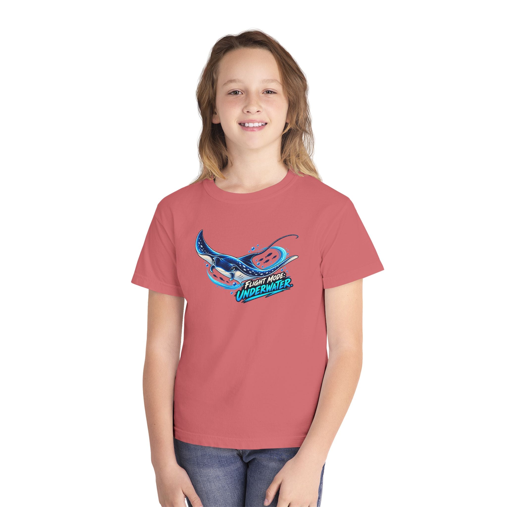 Youth Midweight Cotton Tee - Manta Ray