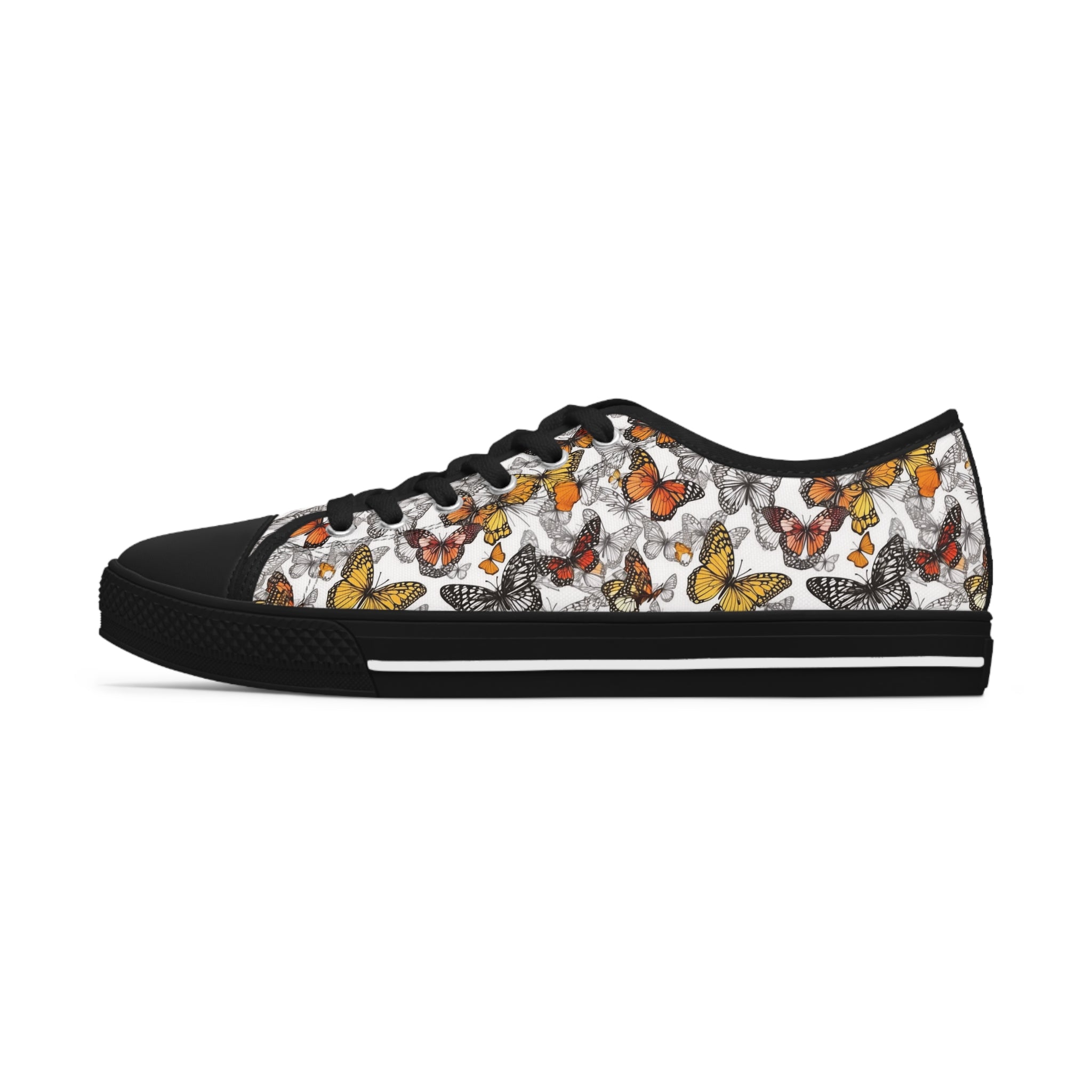 Women's Low Top Sneakers (AOP) - Seamless Butterfly Designs 04