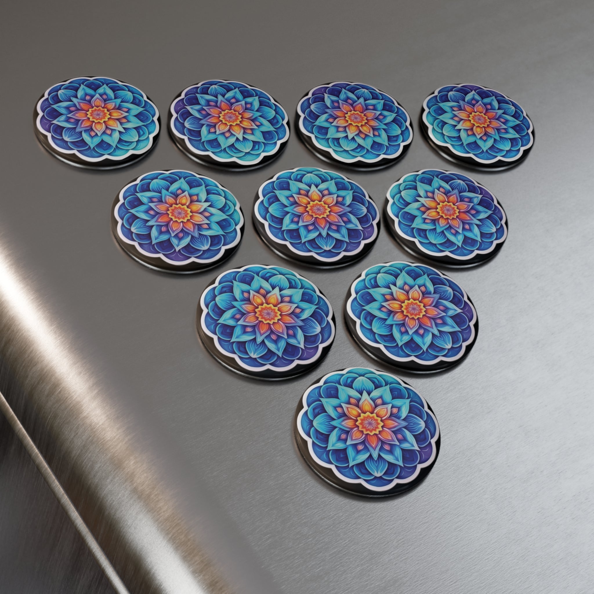 Button Magnet, Round (1 & 10 pcs) - Mandalas 10