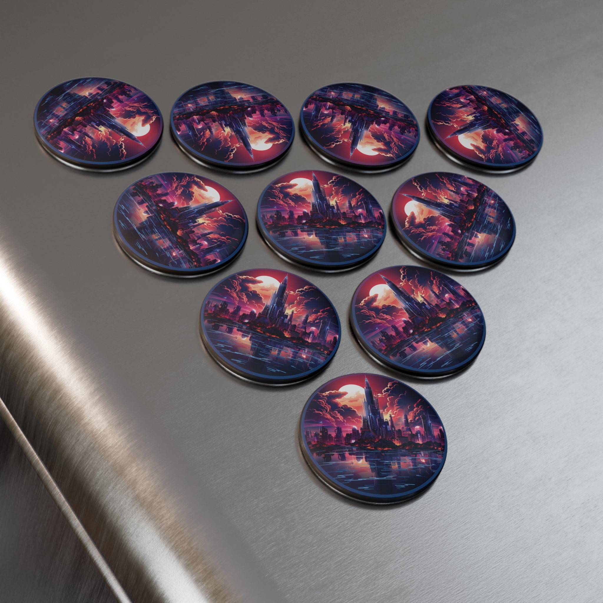 Button Magnet, Round (1 & 10 pcs) - Isometric City Designs 32