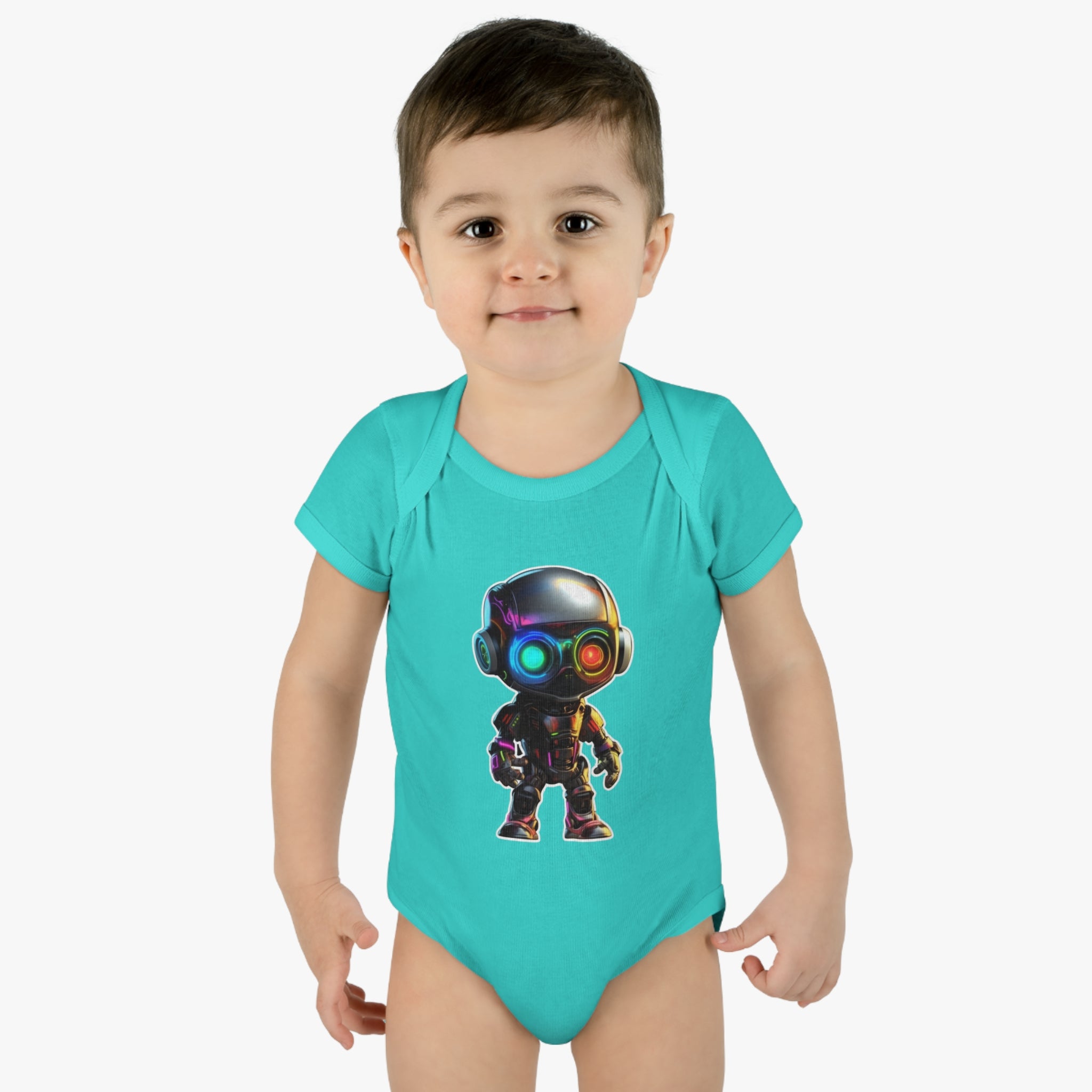 Infant Baby Rib Bodysuit - Byte, Robot Pop Art 06
