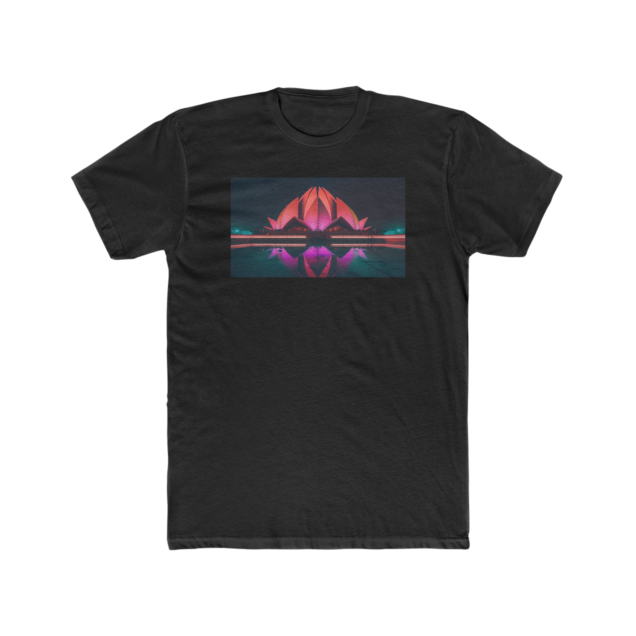 Men's Cotton Crew Tee - Fantasy Art - Lotus Temple