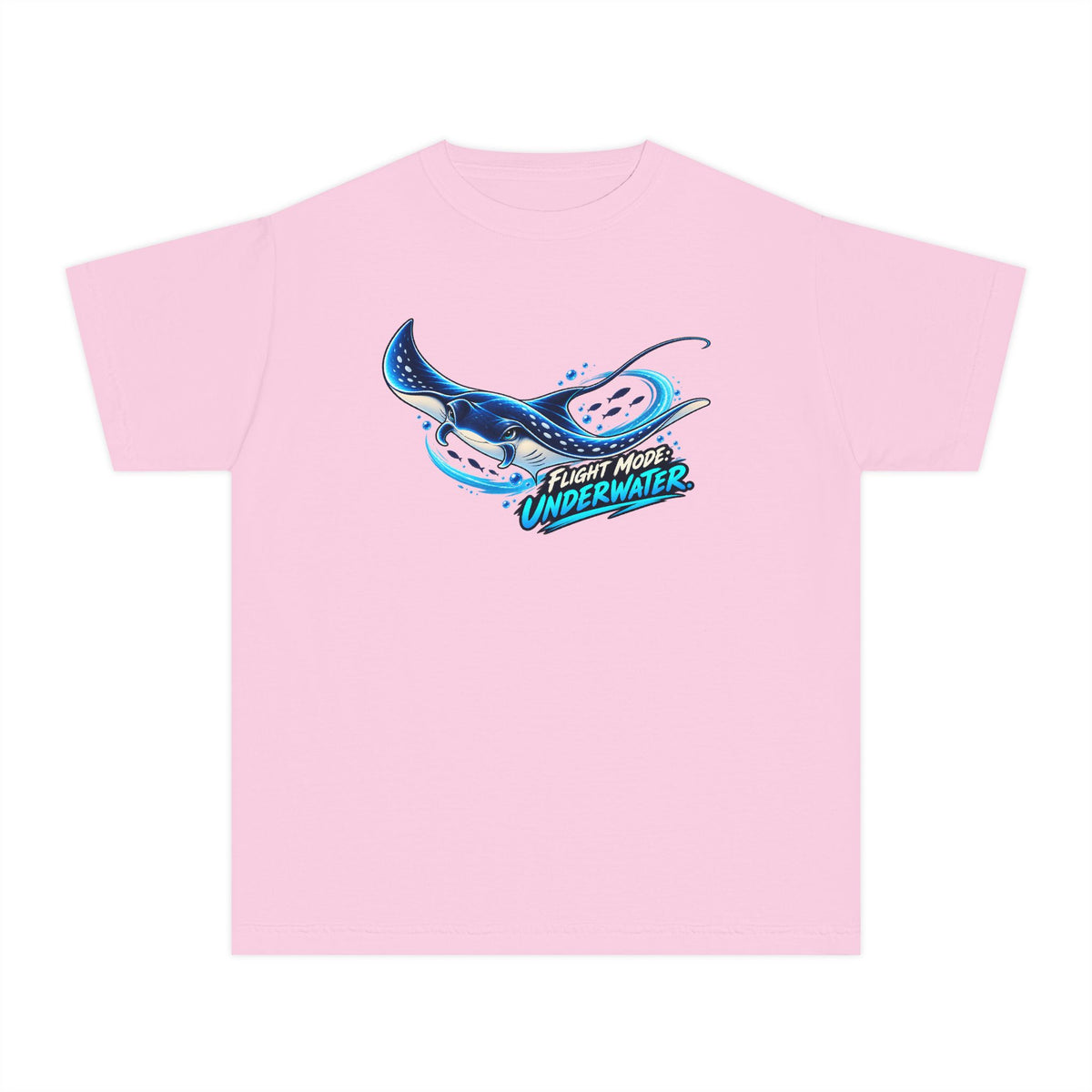 Manta Ray Flying Underwater, a Science design, on a youth midweight cotton tee