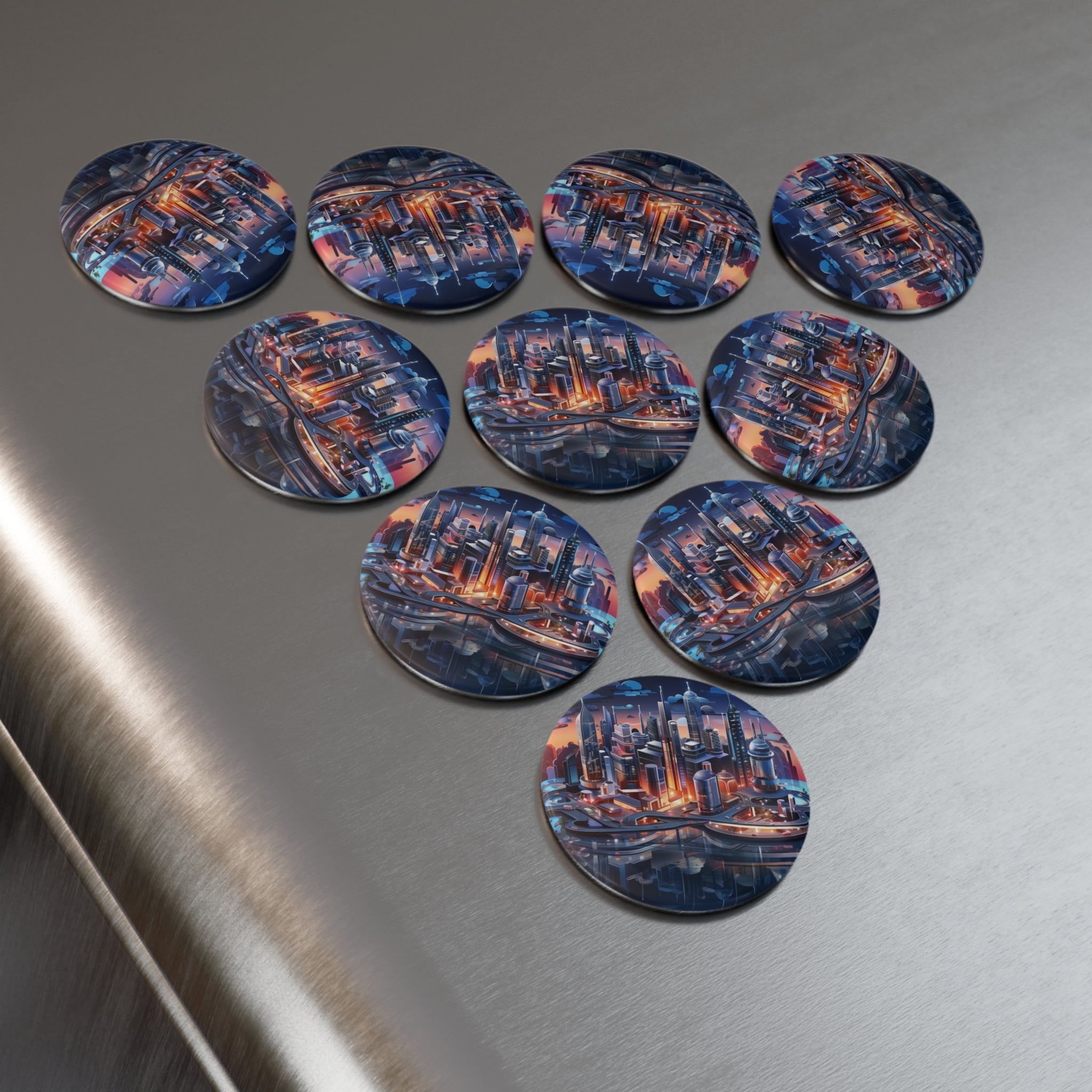 Button Magnet, Round (1 & 10 pcs) - Isometric City Designs 07