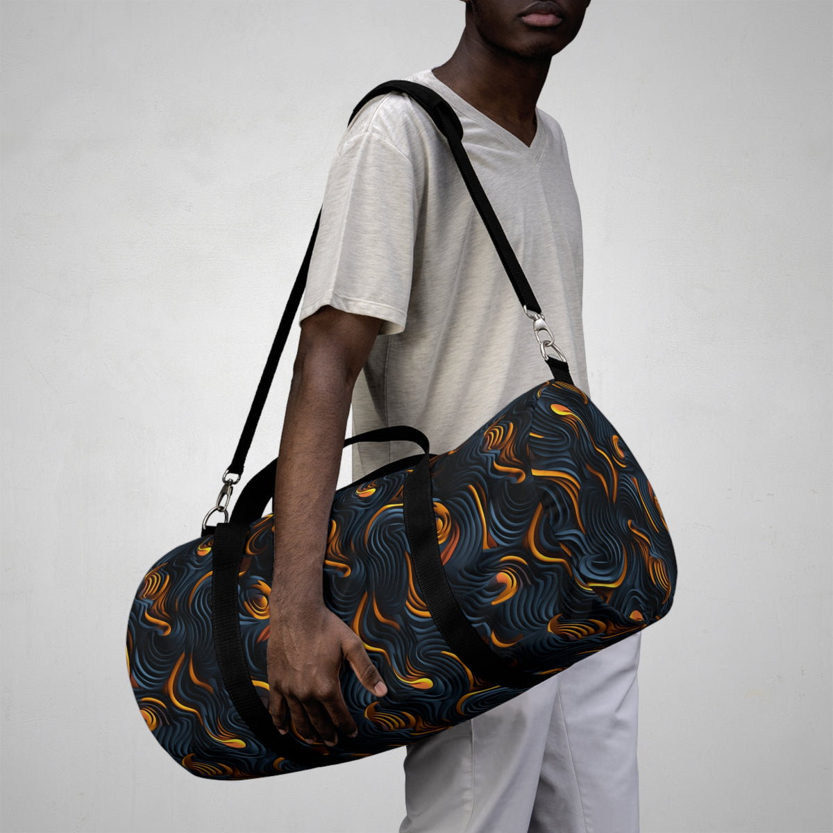 3D Designs 04 design printed on a duffel bag (aop)