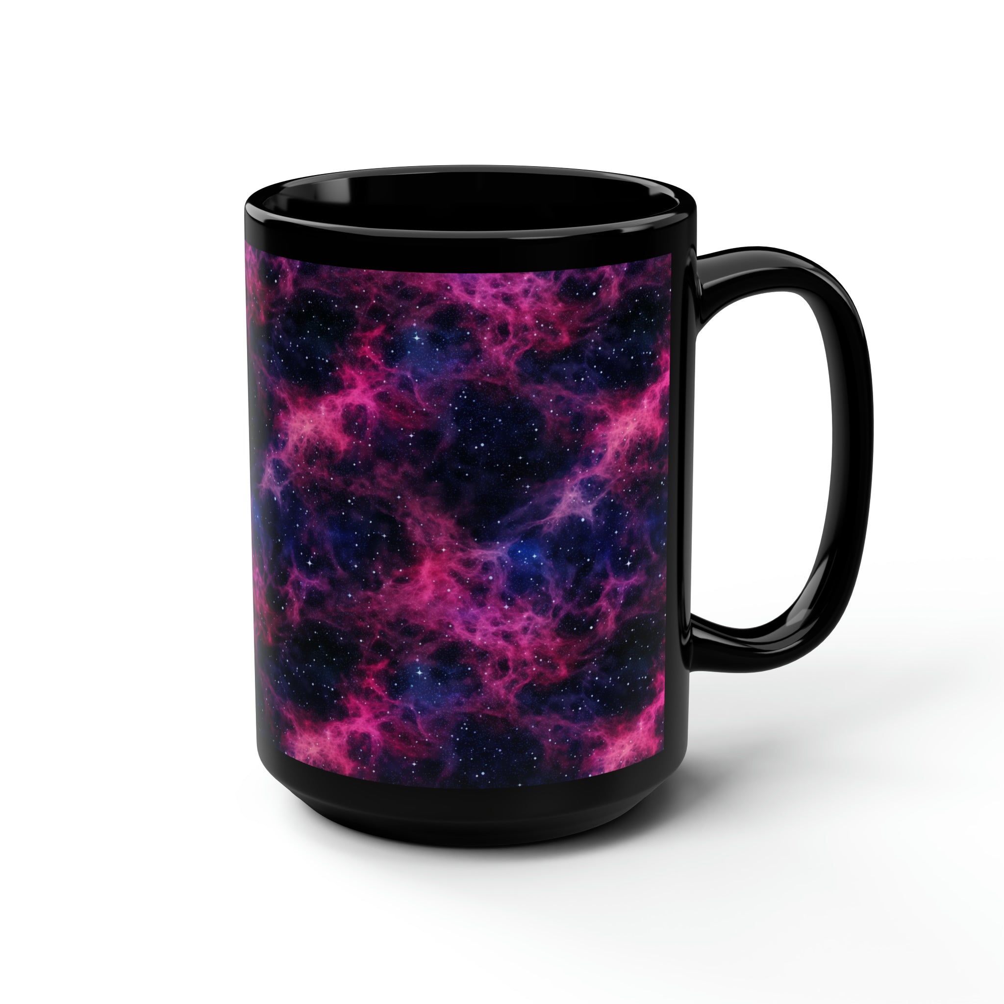 Black Mug, 15oz (AOP) - Fantasy Galaxies 02