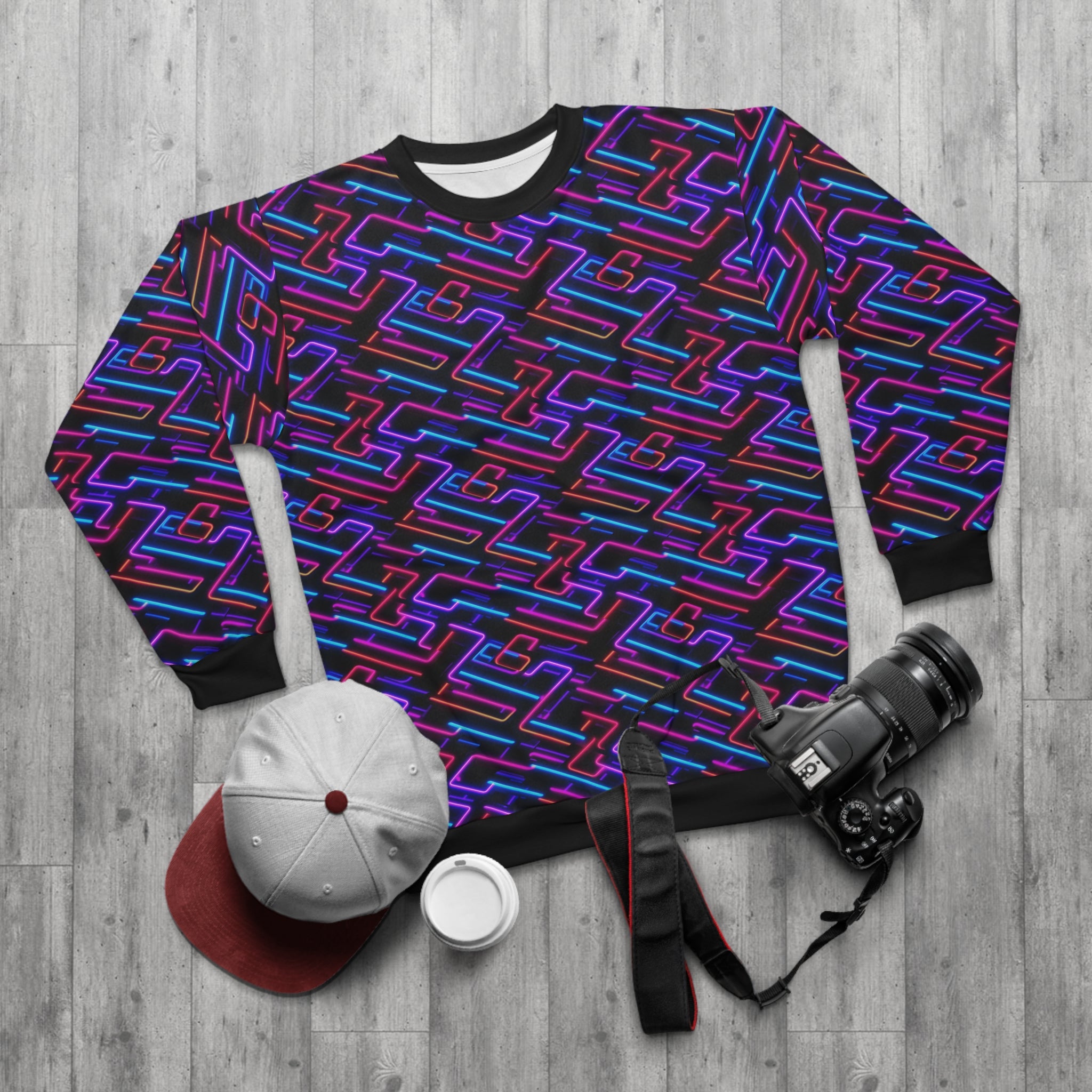 Unisex Sweatshirt (AOP) - Seamless Neon Designs 01