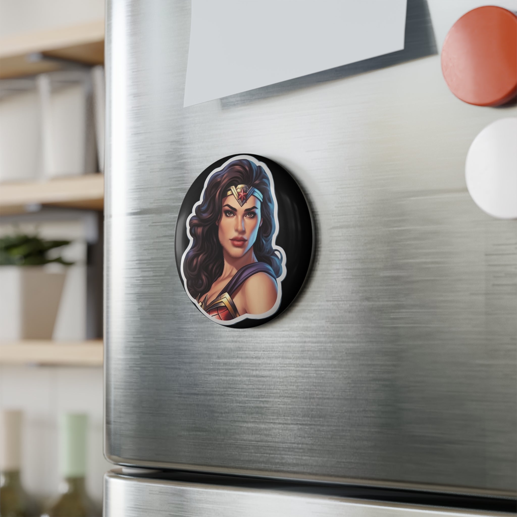 Button Magnet, Round (1 & 10 pcs) - Wonder Woman