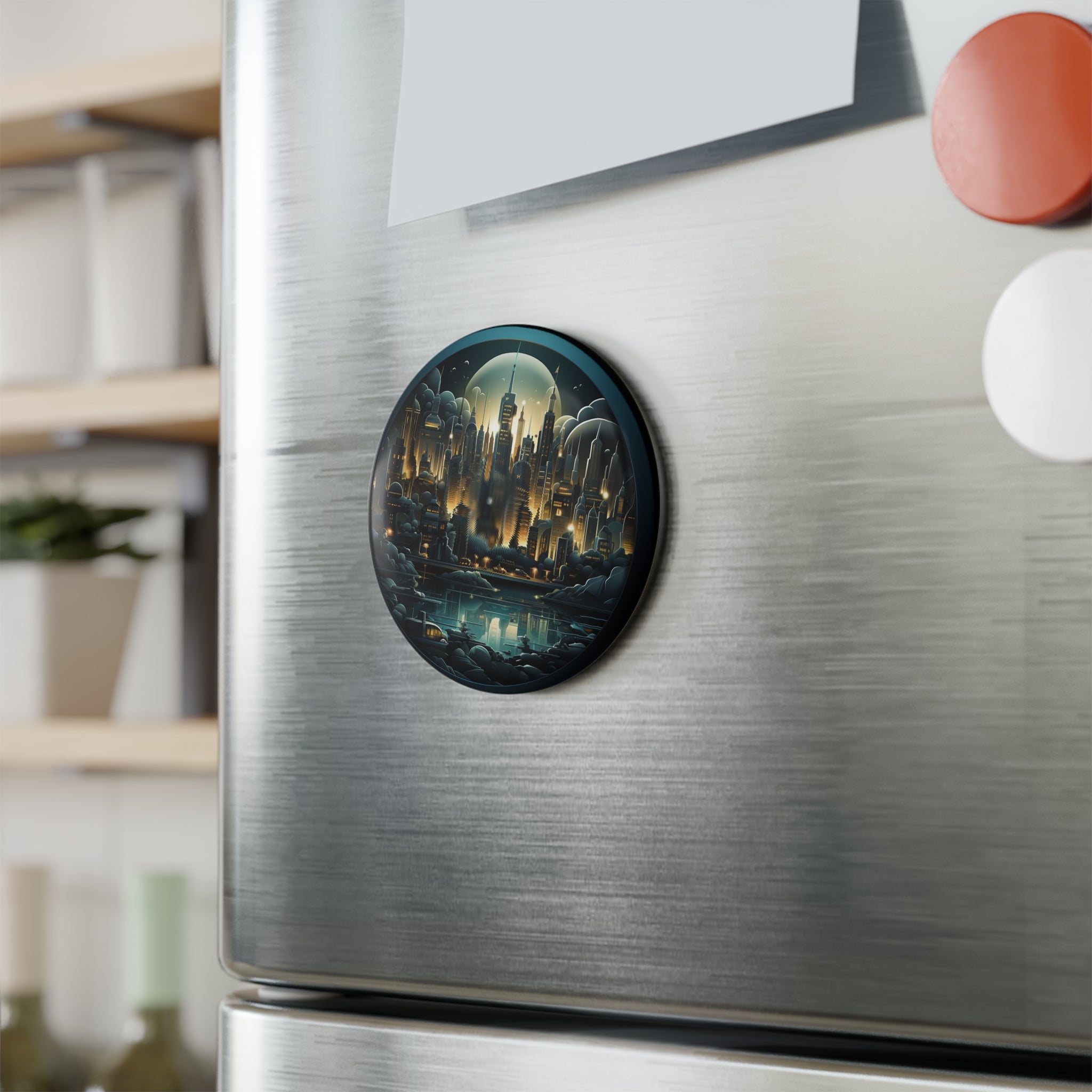 Button Magnet, Round (1 & 10 pcs) - Isometric City Designs 24