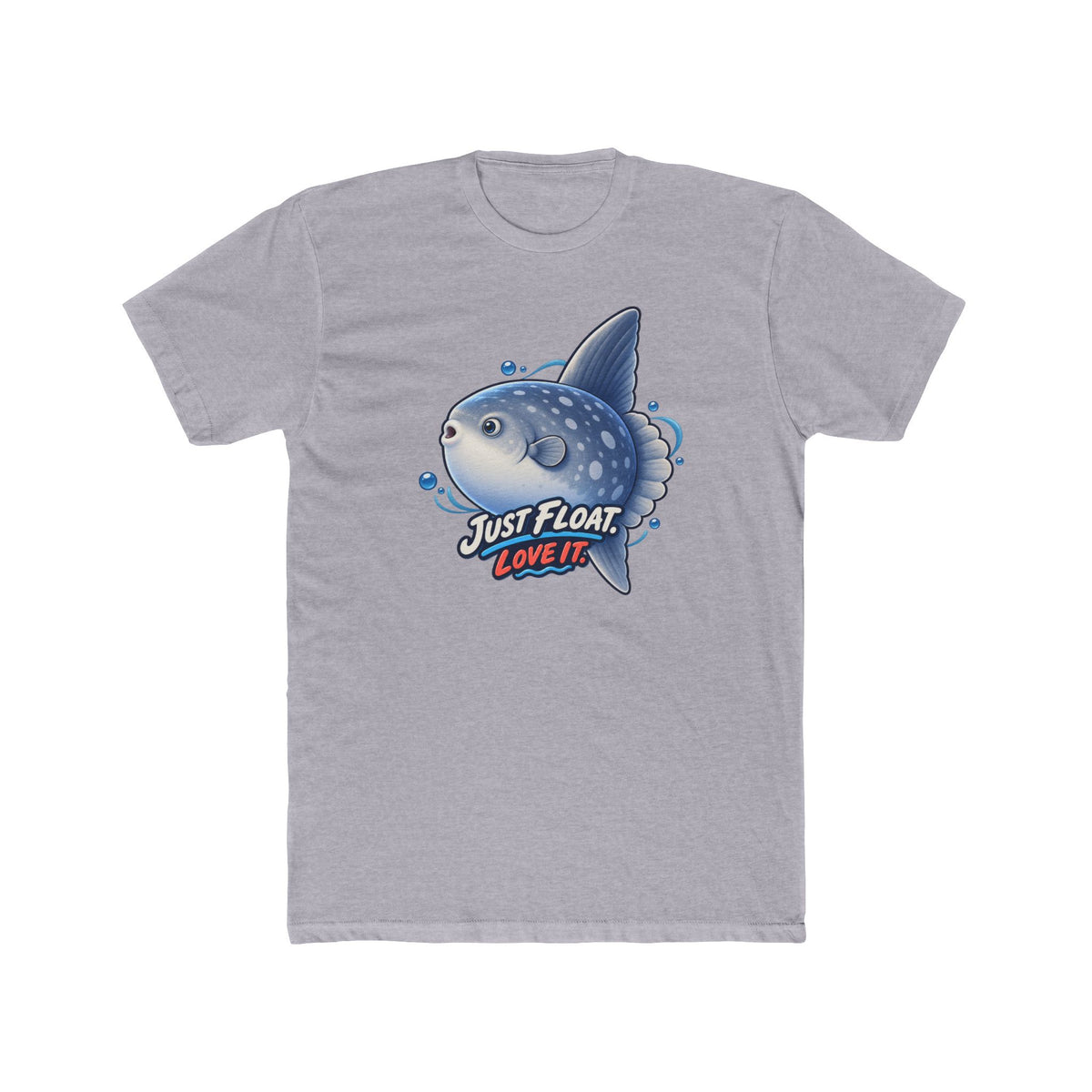 Sunfish drifting, a Science design, on a men's cotton crew tee