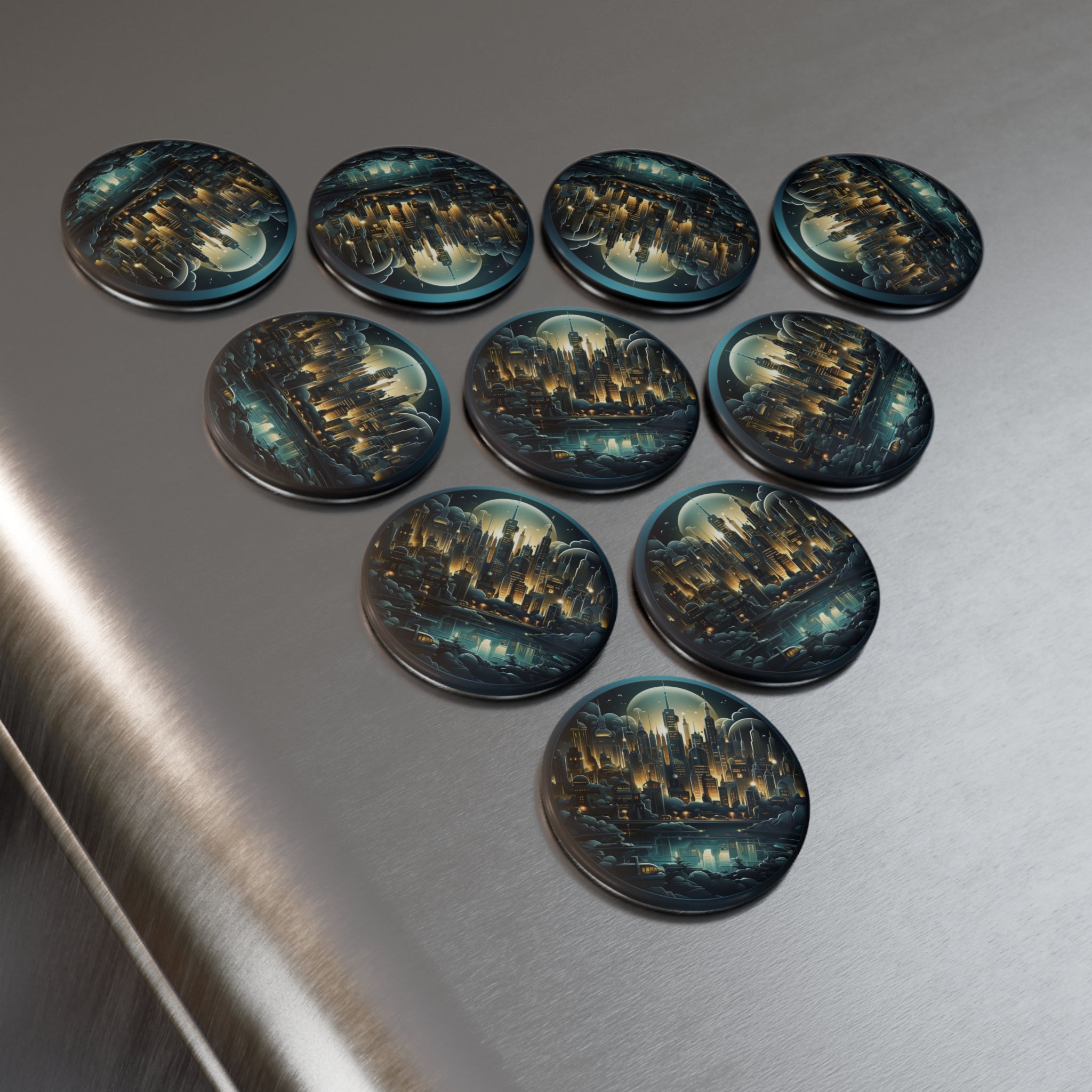 Button Magnet, Round (1 & 10 pcs) - Isometric City Designs 24