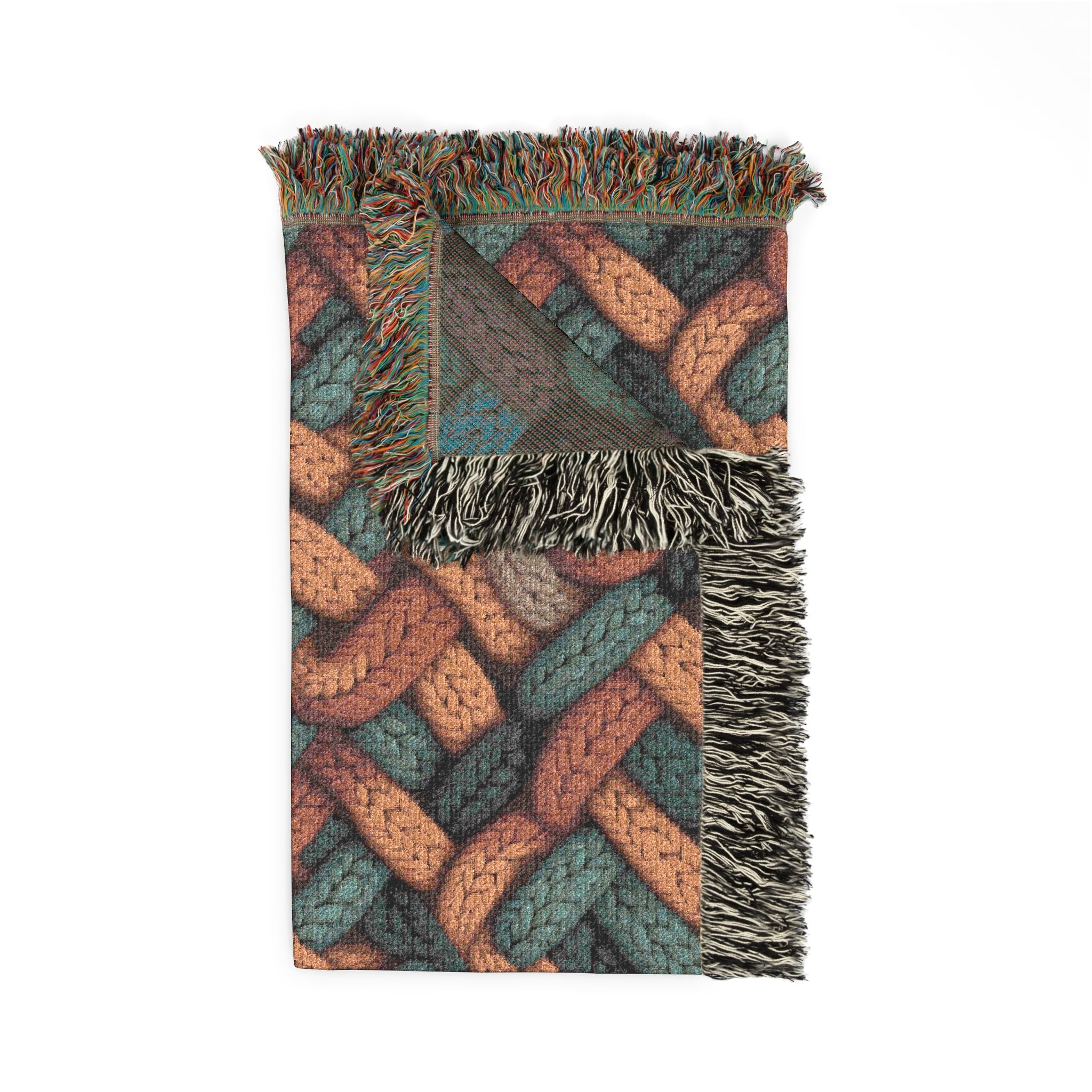 Woven Throw Blanket — Reversible Cozy Check Pattern for Living Room & Cabin - Design 07
