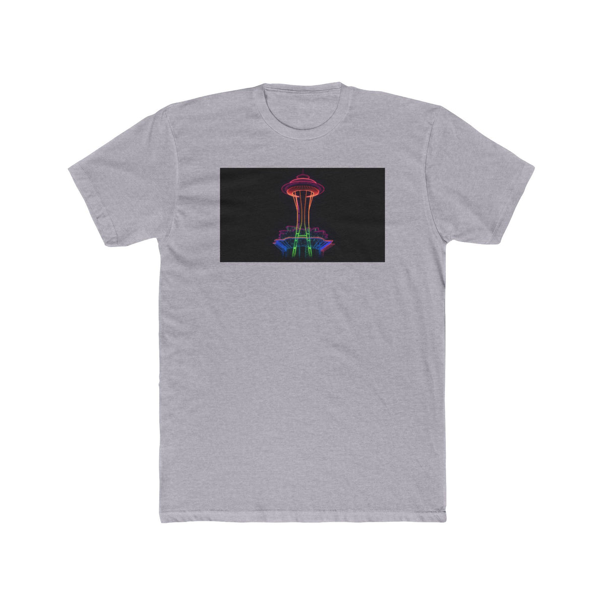 Space Needle, a Elsewhere design, on a men's cotton crew tee