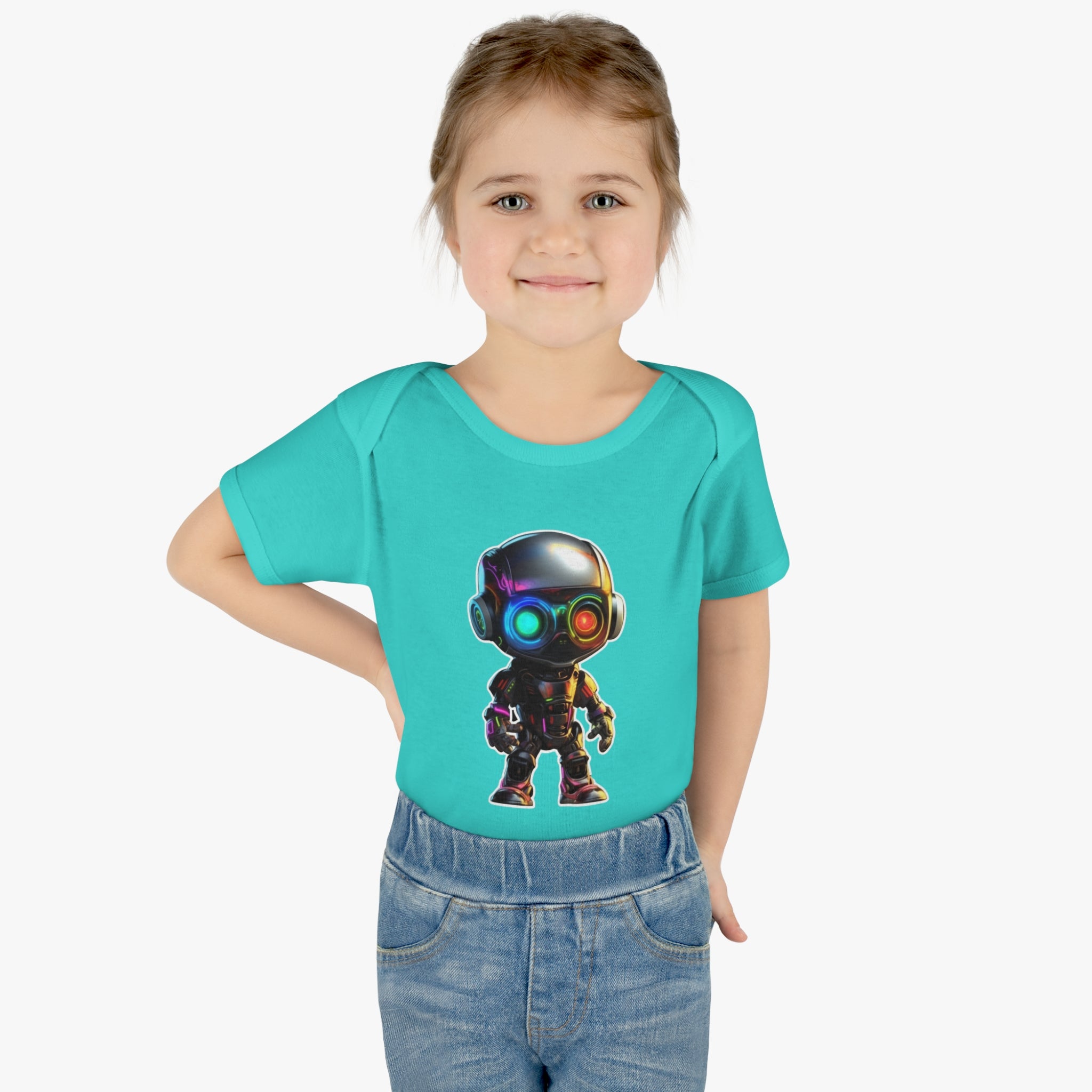 Infant Baby Rib Bodysuit - Byte, Robot Pop Art 06