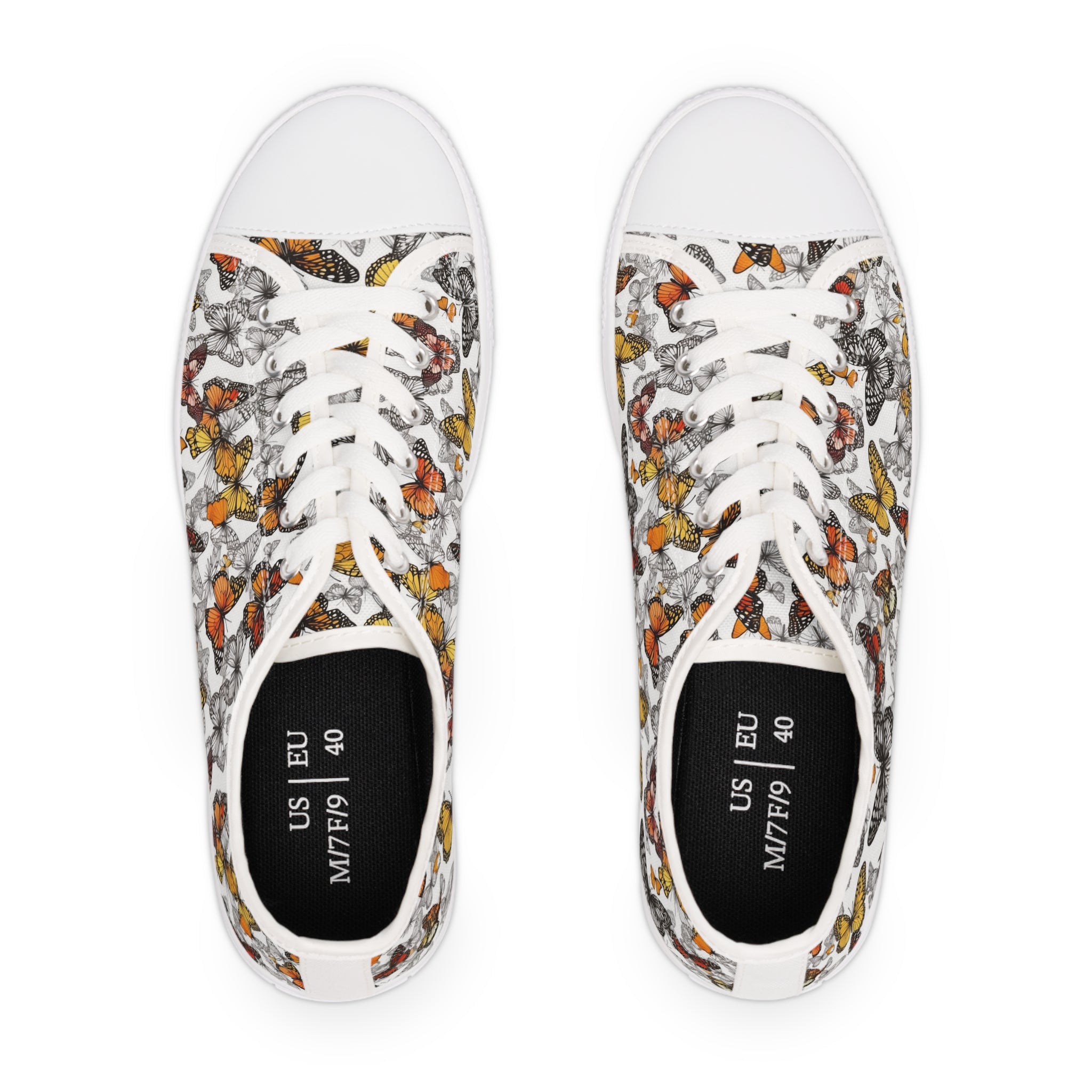 Women's Low Top Sneakers (AOP) - Seamless Butterfly Designs 04