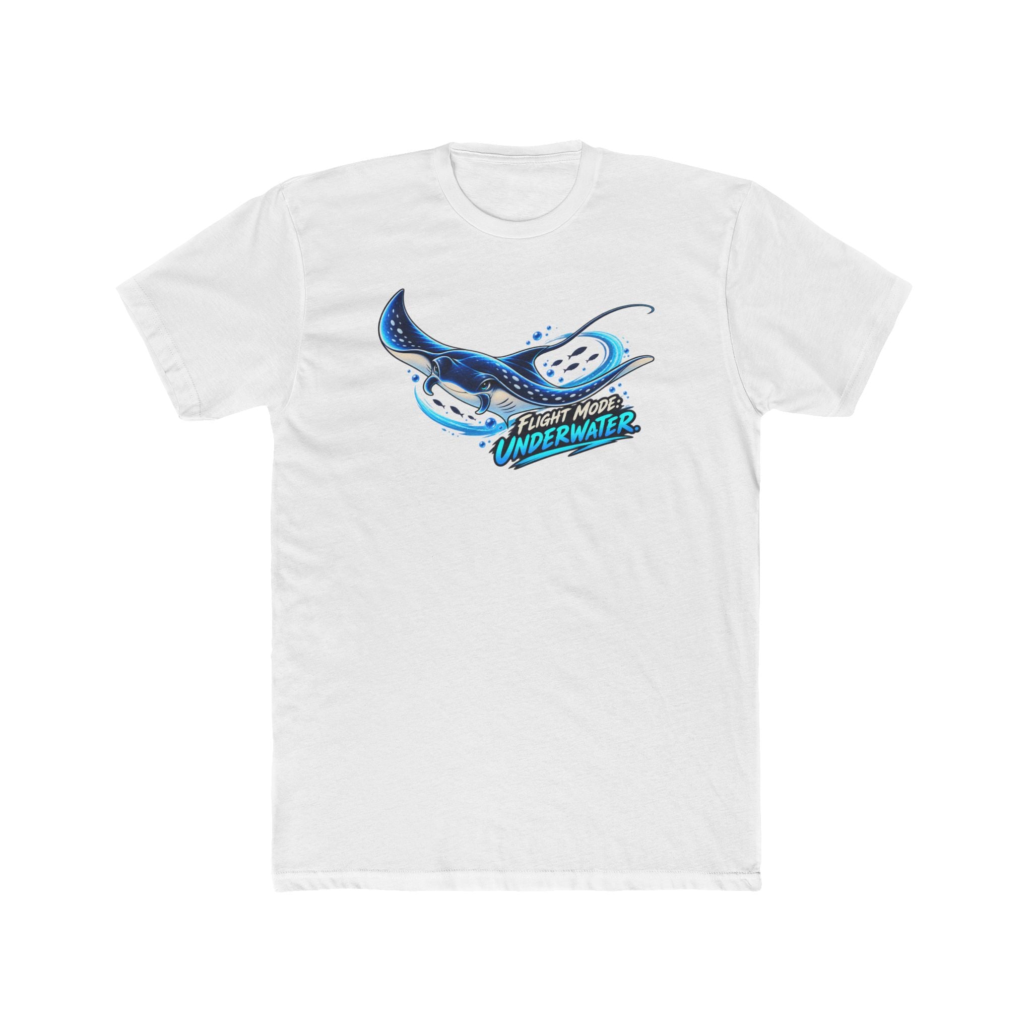 Men's Cotton Crew Tee - Science collection - Manta Ray Flying Underwater