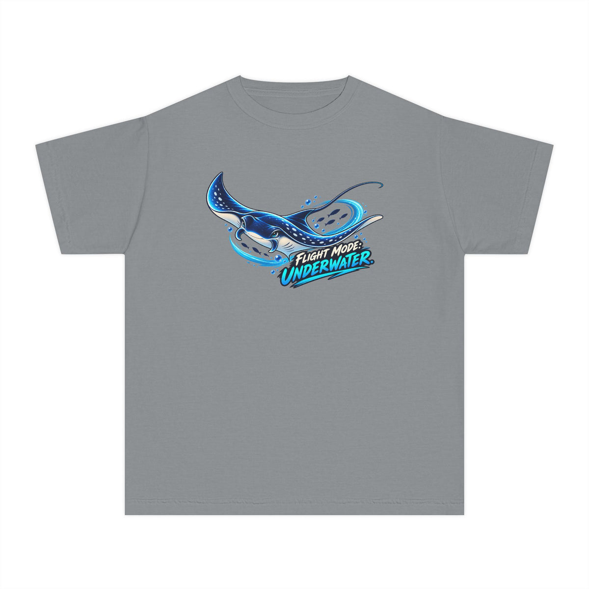 Manta Ray Flying Underwater, a Science design, on a youth midweight cotton tee