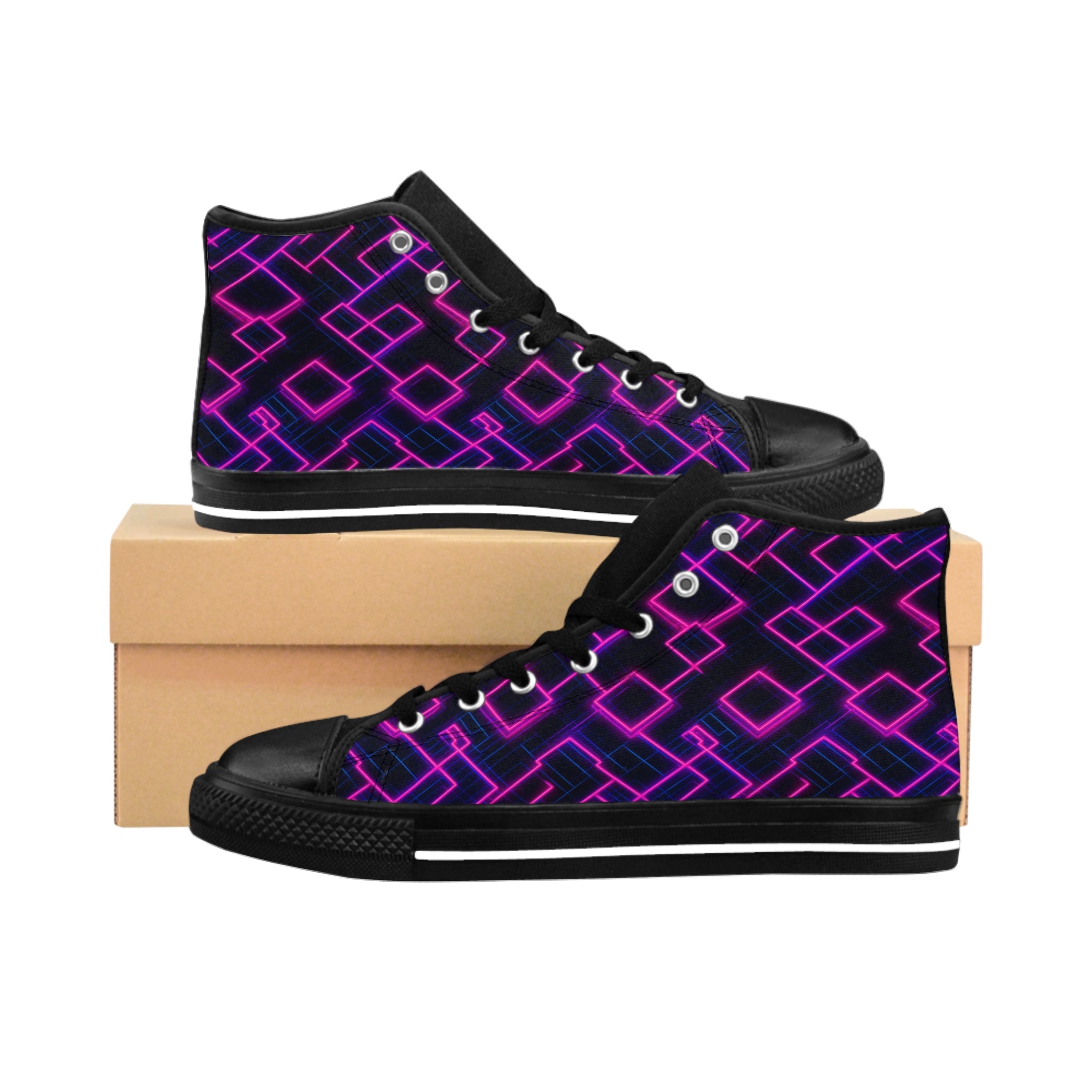Men's Classic Sneakers (AOP) - Seamless Vibrant Synthwave Designs 04