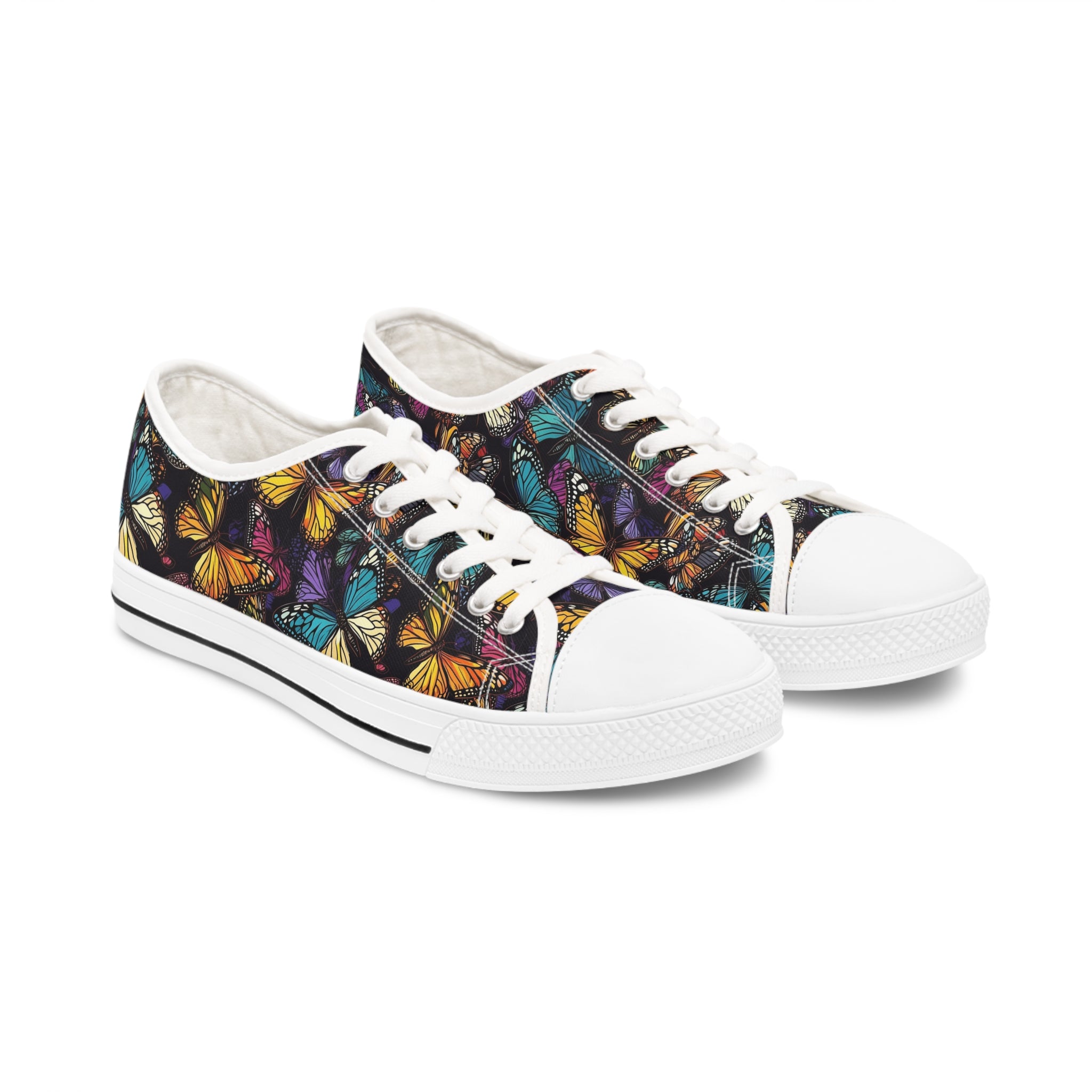 Women's Low Top Sneakers (AOP) - Seamless Butterfly Designs 06