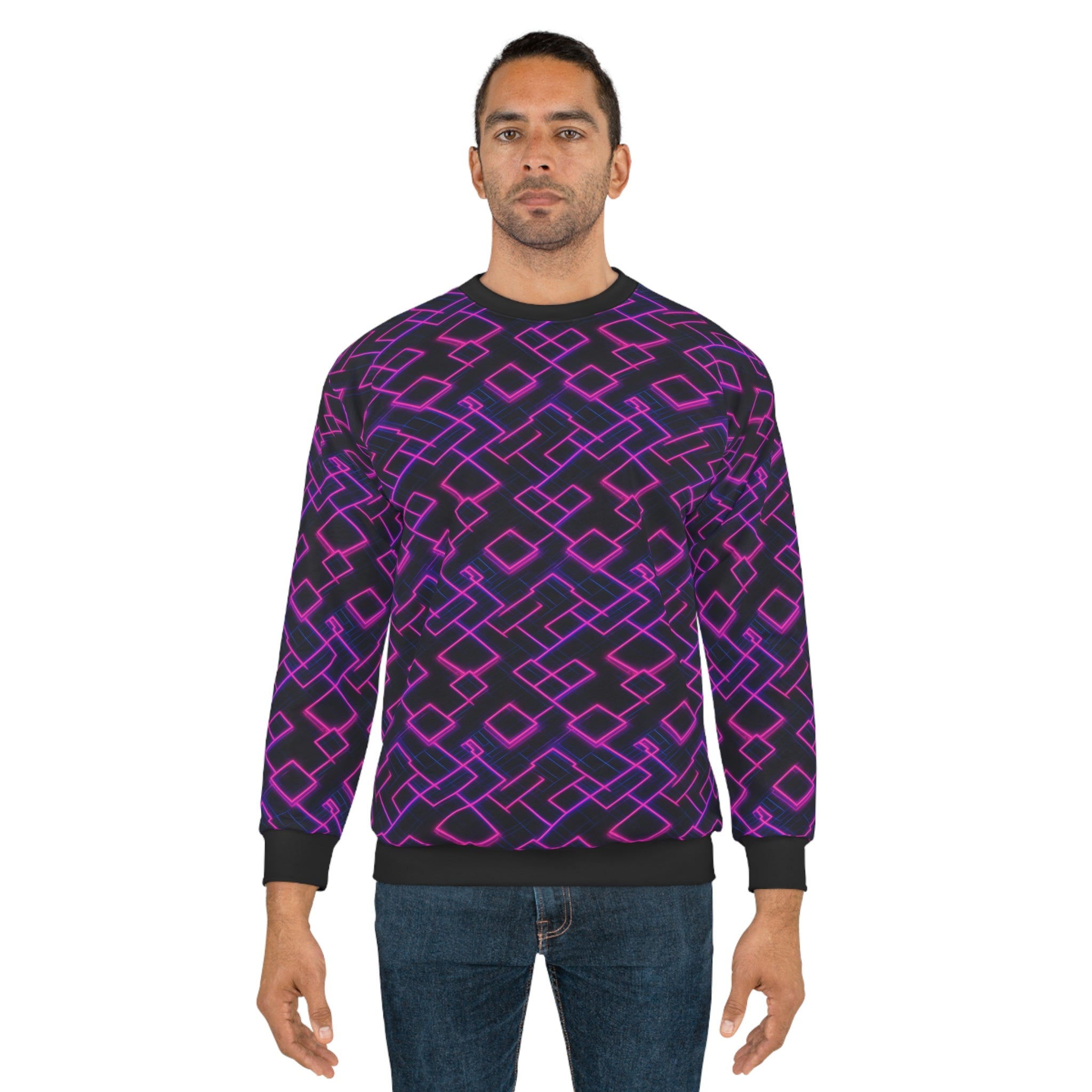 Unisex Sweatshirt (AOP) - Seamless Synthwave Designs 04