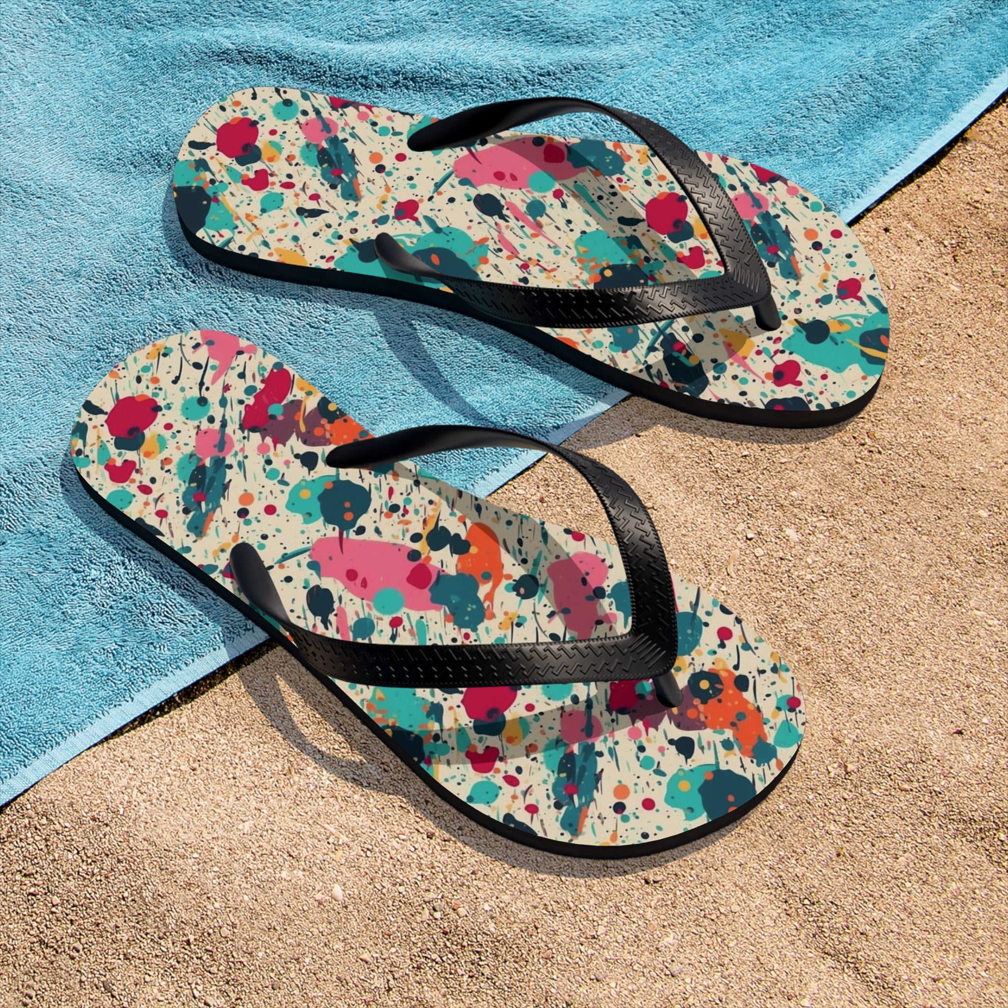 Unisex Flip-Flops (AOP) - Seamless Color Splatter Designs 08